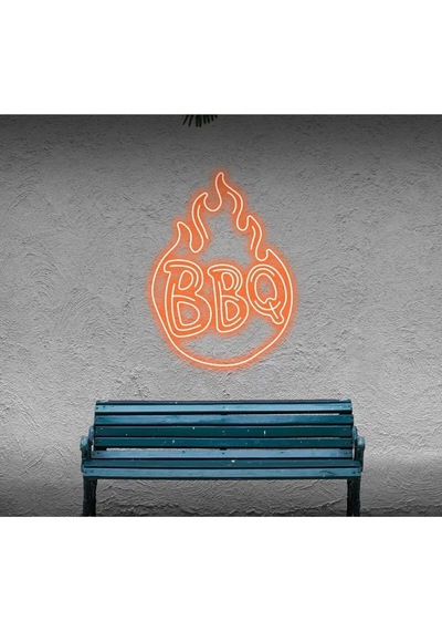 Bbq Yazılı Ve Şekilli Neon Tabela Turuncu