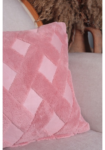 Cross Welsoft Jakarlı Dekoratif Kırlent Kılıfı 43x43 - Ztcross Pembe