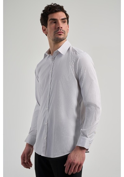 İmza Beyaz Uzun Kol Çizgili Desen Bez Ayağı Yarım İtalyan Yaka Cepsiz Esnek Classic Slim Fit Gömlek 1004245220 Beyaz İmza Beyaz Uzun Kol Çizgili Desen Bez Ayağı Yarım İtalyan Yaka Cepsiz Esnek Classic Slim Fit Gömlek 1004245220 Beyaz