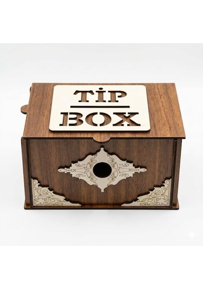 Tr Bahşiş Kutusu Tip Box Dekoratif Para Kutusu Kilitli Tasarım Kafe Ve Restoran Için