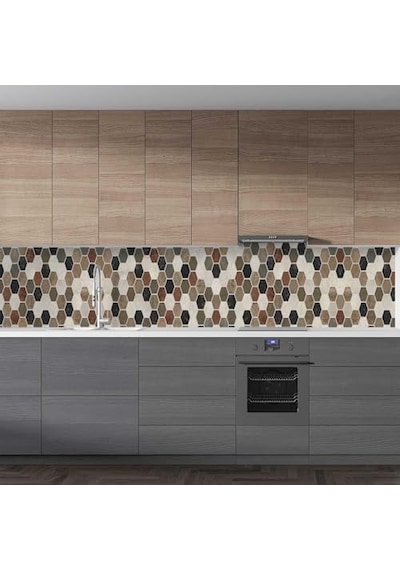 Tezgah Arası Folyo Kaplama Folyosu Altıgen Mozaik 60x100 Cm Çok Renkli