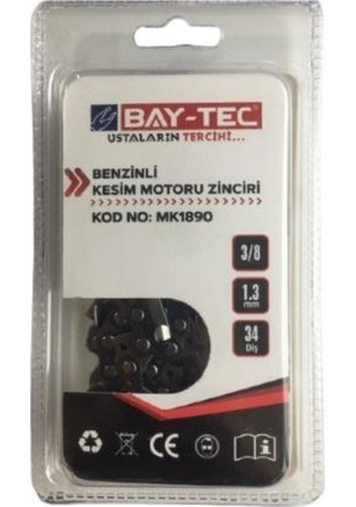 Bay-tec Mk1890 Benzinli Kesim Motoru Zinciri 3/8 1.3 Mm 34 Diş