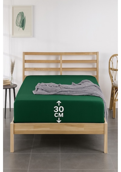 %100 Pamuklu Tek Kişilik Premium Penye Çarşaf-yeşil