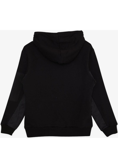 Breeze Girls & Boys Erkek Çocuk Sweatshirt Kapüşonlu Kolu Fermuar Detaylı 9-14 Yaş, Siyah-siyah Siyah