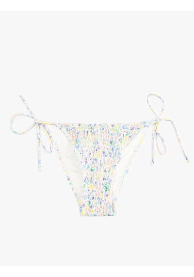Koton Çiçek Desenli Gipeli Yanları Bağlamalı İpli Bikini Altı Beyaz Desenli 5sak00087mm Beyaz Desenli