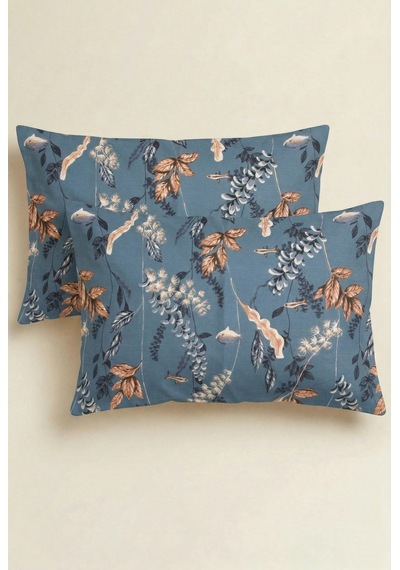 Lily 2'li Ranforce Yastık Kılıfı 50x70 Flaplı Mavi