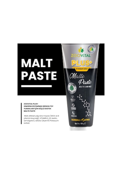 Plus Malte Paste 100 Gr Tüy Yumağı Önleyici Vitamin D3 E Vitamini İçeren Malt Macun