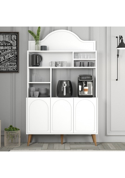Lyon Kahve Köşesi 120cm - Beyaz / Ceviz