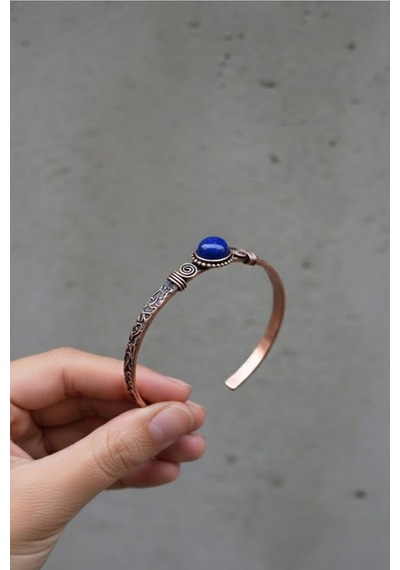 Erkek Bakır Bileklik Doğal Lapis Lazuli Taşı Kadın Kelepçe Bilezik Diğer
