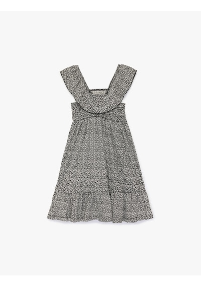 Koton Bürümcük Kumaş Midi Boy Fırfır Detaylı Çiçekli Kolsuz Elbise Siyah Desenli 6skg80037ak Bdl Koton Bürümcük Kumaş Midi Boy Fırfır Detaylı Çiçekli Kolsuz Elbise Siyah Desenli 6skg80037ak Bdl
