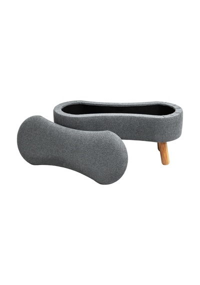 Scala Sandıklı Bohem Ahşap Ayaklı Puf/bench, Gri