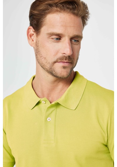 Tudors Erkek Slim Fit Dar Kesim %100 Pamuk Yeşil Polo Yaka Tişört-32785 Yeşil