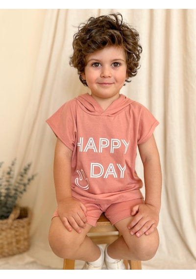MiaBaby Kapüşonlu Yazlık Baskılı Takım 2404kpsnyzlyk Gülkurusu