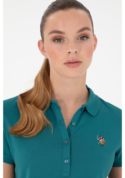 U.S. Polo Assn. Kadın Koyu Yeşil Polo Yaka Tişört 50280067-VR101