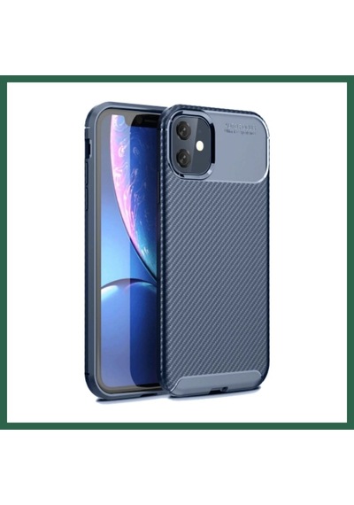 Bezos İphone 11 Uyumlu Kılıf Auto Focus Karbon Kapak - Lacivert Bzs01