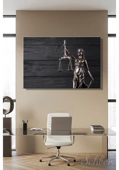 Kanvas Tablo Adalet Tanrıçası Themis Lady Justice Yatay Duvar Tablosu - 4790 Çok Renkli