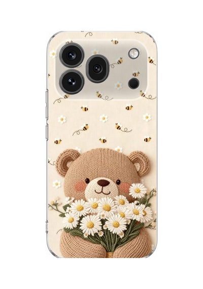 Honor 600 Pro Uyumlu Arı Ve Papatya Sevimli Ayıcık Baskılı Silikon Kılıf Renkli