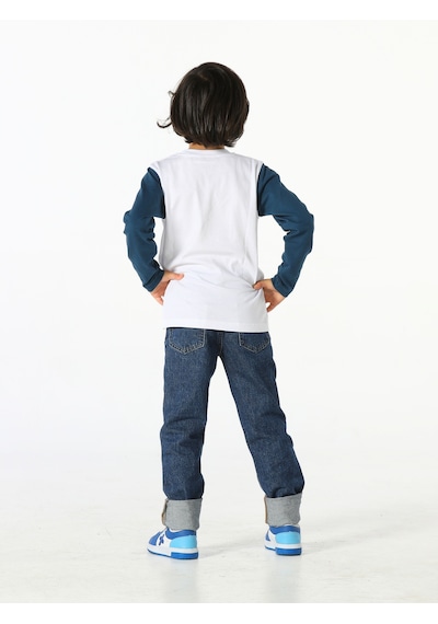 Casabony Korsan Denim Pantolon + T-Shirt Takım-Indigo - Beyaz İndigo - Beyaz
