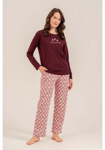 Arnetta Kadın Enjoy The Little Things Mor Uzun Kol Pijama Takım Ar3759-s-v1 Ar3759-s-v1