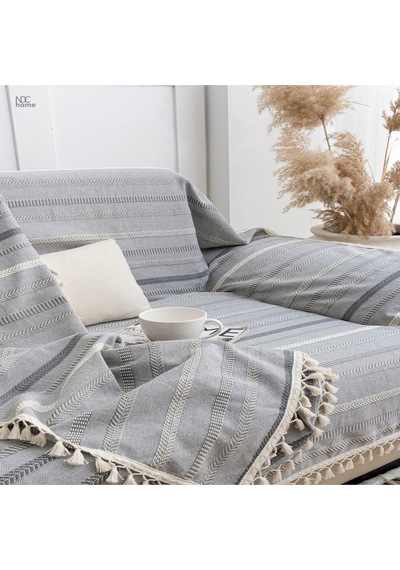 Dnc Home Tekstil Jakarlı Keten Gri Koltuk Örtüsü 170 X 220 Antrasit - Gri
