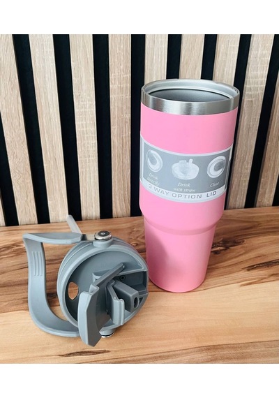 Kişiye Özel 900 Ml Vakumlu Paslanmaz Çelik Termos Pembe