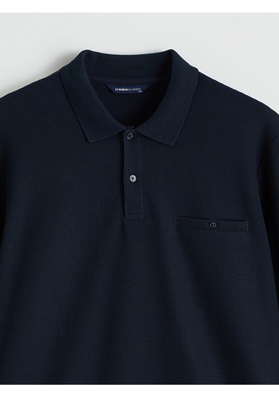 Lcwaıkıkı Classic Lacivert Büyük Beden Polo Yaka Erkek Sweatshirt