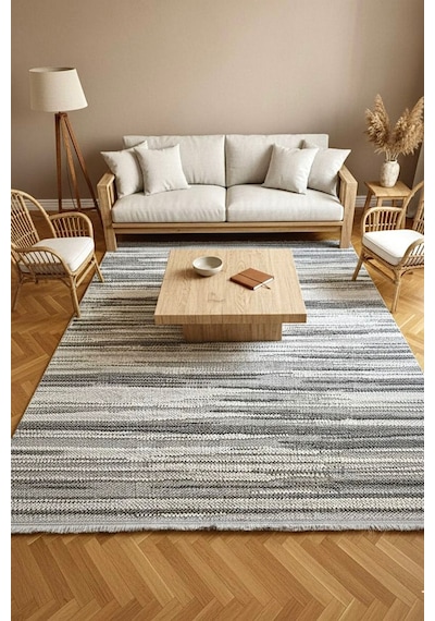 Leiva Home Monaco 0038 Krem Gri Bohem Sisal Bukle Yumuşak Özel Kesim Salon Koridor Mutfak Yolluk Saçaklı Halı 0140-krem/gri/bej