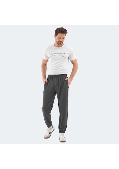 Slazenger RUSLAN Erkek Fermuar Cepli Dar Paça Koyu Gri Eşofman Altı