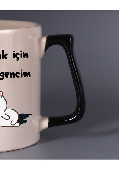 Renkli Kulplu Bardak - Genç Siyah