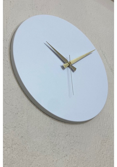 Round Model Metal Sıvama Akar Sessiz Mekanizmalı Duvar Saati 40 40 Cm Beyaz