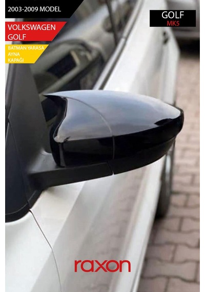 Volkswagen Golf 5 Mk5 2003-2009 Batman & Yarasa Ayna Kapağı Parlak Piano Black Sport