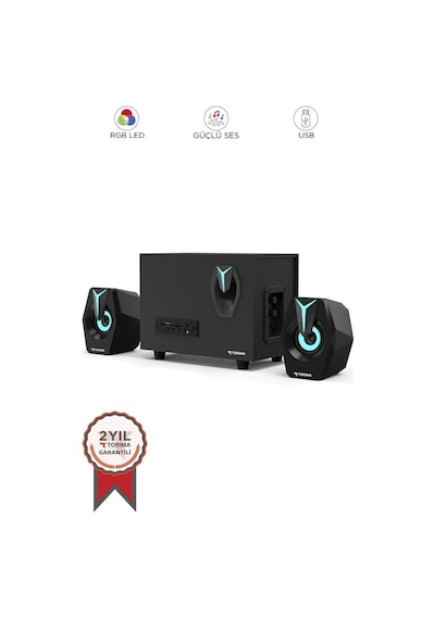 Torima D37 Siyah Bluetooth Hoparlör 2in1 Subwoofer Rgb Işıklı Bilgisayar Hoparlörü Speaker