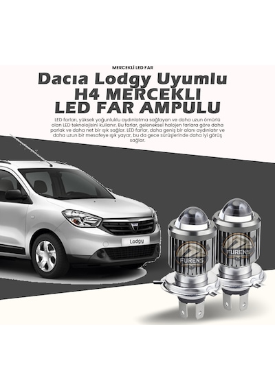 Dacia Lodgy Için Uyumlu Şimşek Etkili Mercek Led Xenon Oto Ampulu Tek Renk Beyaz