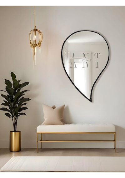 Asimetrik Ayna, Duvar Aynası, Konsol Aynası, Holl Aynası 75 X 50 Siyah