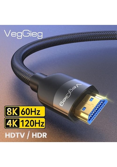 Premium 8k 60hz 4k 120hz Hdcp Arc Hdr Örgülü Hdmı 2.1 Kablo 3 Metre Diğer