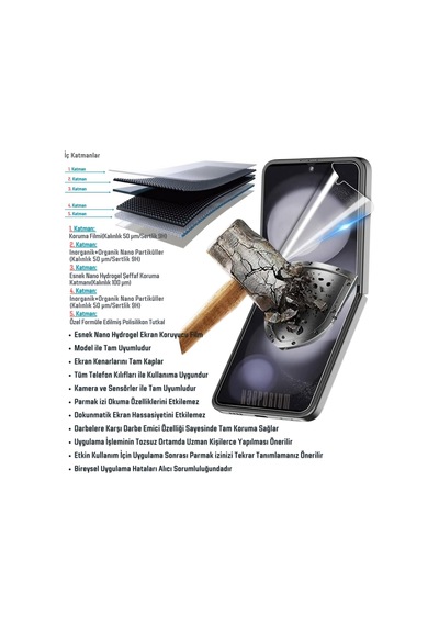 Xiaomi Mix Flip 2 Uyumlu Katlanır İç Ekran Koruyucu Esnek Nano Hydrogel Film - Extra Koruma