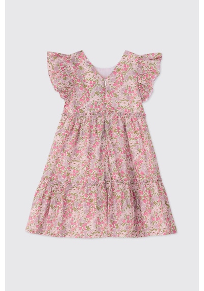 Panço Liberty Kumaş Kız Bebek Pembe Elbise