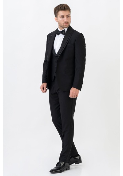 White Stone Ecatepec D113 Slim Fit Şal Yaka Damatlık Takım Elbise Siyah - 44 Siyah