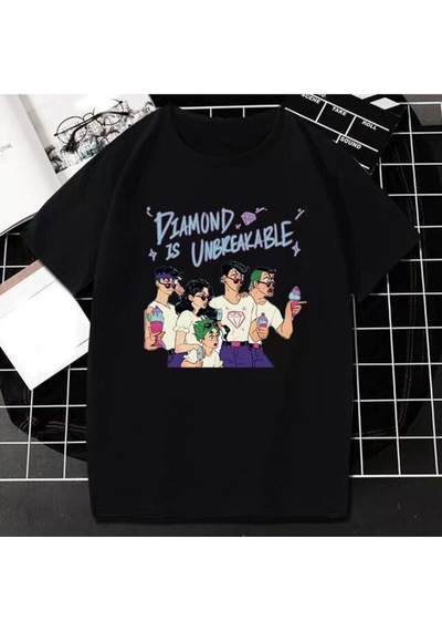 Noıssey Kırmızı Etiket Gala Unisex Jojo Tuhaf Macera T-shirt Model24 16730 Siyah