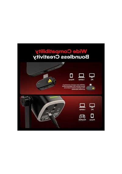 Kablosuz Dinamik Mikrofon, Rgb Led'li, 7 Katmanlı Gürültü Azaltma