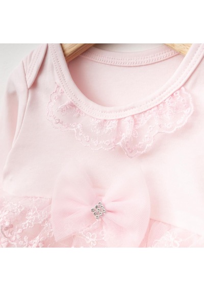Ürünya Kız Bebek Tokalı Tüllü Zıbın Elbise Pembe