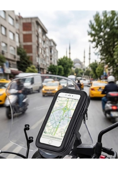 Mey İthalat Su Geçirmez Motosiklet Telefon Tutucu Evrensel Gidon Montaj Navigasyon Standı