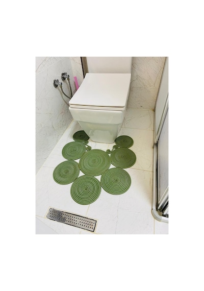 Jüt, Hasır, Paspas, Banyo Paspası, Klozet Önü Paspası, Klozet Paspas, Çift Taraflı Yeşil Yeşil