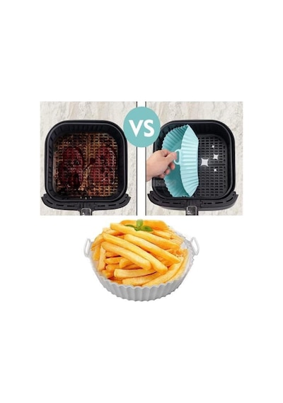 Tr Renkli Isıya Dayanıklı Yıkanılabilir Silikon Fırın Ve Airfryer Yuvarlak Pişirme Matı 20 Cm