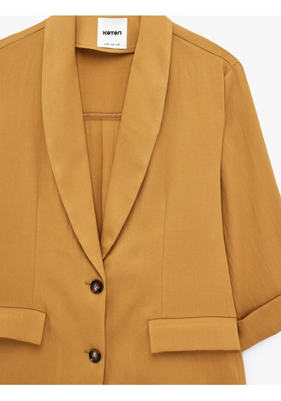 Koton Viskon Kumaş Kapaklı Cep Detaylı Katlamalı 3/4 Kol Blazer Ceket Tarçın 6sak50066pw