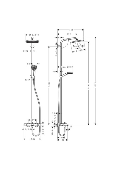 Hansgrohe Crometta S Dus Kolonu 240 1Jet Banyo Termostatı Ile Kro Diğer