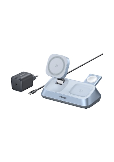 Ugreen Magflow 3-in-1 Qi2 25w Magsafe Manyetik Kablosuz Şarj İstasyonu, 55677