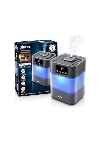 Sinbo Sah-6119 Ultrasonik Hava Nemlendirici 5.5 Lt Gece Lambalı Gri