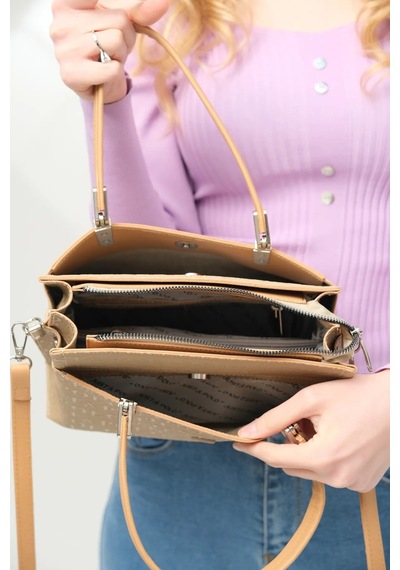 Just Polo Kadın Orijinal Ayarlanabilir Askılı Şık El & Omuz Çantası Shoulder Bag Ebat : 25 X 22 Cm Kum 97984295