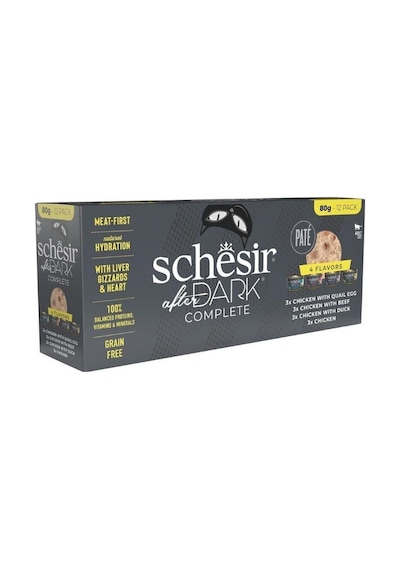 Schesir After Dark Pate Et Suyunda Karışık Lezzetler Yetişkin Kedi Konservesi 80 Gr X 12 Adet